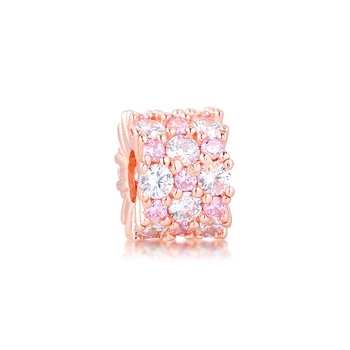 Pink & Aišku, Uždegimo Žavesio acsesoris moterų Rose Gold Jewelry Tinka Originalios Apyrankės, Sidabro Granulių Papuošalai Priėmimo