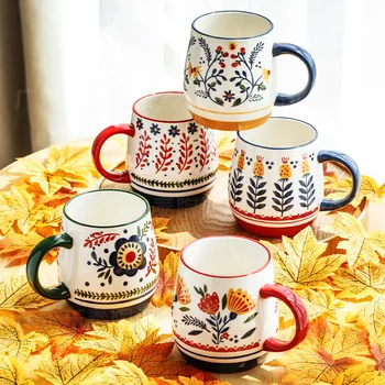Prancūzų stiliaus ranka-dažytos keramikos puodelis asmeninį kūrybos puodeliai vyrų ir moterų šeimos puodelis pusryčiai pieno kavos puodelis dovana puodelis