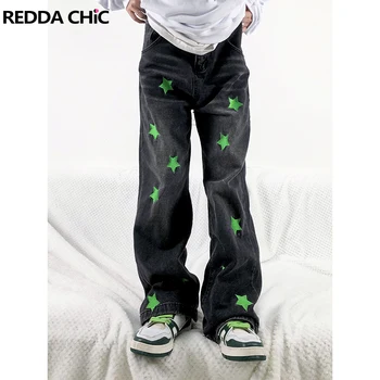 REDDACHiC Cyber Y2k Jeans vyriški Grafinis Star Spausdinti Tiesiai Baggy Pants Džinsinio audinio Kelnės korėjos Harajuku Mados Vyras Streetwear