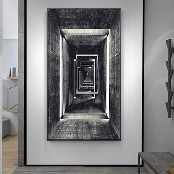 Retro Abstrakčių Geometrinių Drobės Paveikslai Begalinis Koridorius, Plakatų ir grafikos Sienos paveiksl Kambarys Cuadros Namų Puošybai