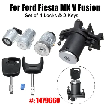 Rinkinys 4 Užraktas Durų Uždegimo Barelį 2 Raktai 1479660 spynelės Durims, užrakinama Kamieno Užraktas Ford Fiesta MK V Fusion