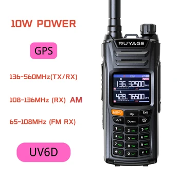 Ruyage UV6D GPS 6 Juostų Mėgėjų Kumpis Du Būdu Radijo 999CH Oro Band Walkie Talkie VOX DTMF SOS LCD Spalvotas Policijos Skaitytuvo Aviacijos