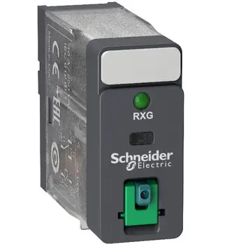 RXG12BD Sąsaja plug-in, relės, 10 A, 1 BENDRAI, rakinama bandymo mygtukas, LED, 24 V DC