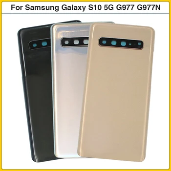 Samsung Galaxy S10 5G SM-G977B G977F Baterija, galinis Dangtelis Galinių Durelių Stiklo plokštės 3D Būsto Atveju Klijai +Fotoaparato Objektyvą Pakeisti