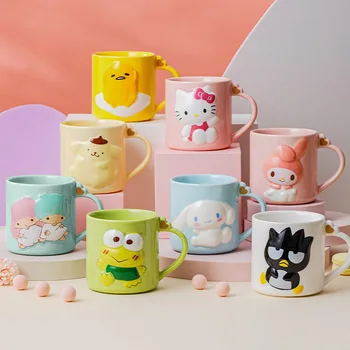 Sanrio Puodelis Kawaii Mano Melodija Cinnamoroll Hello Kitty Mielas Animacinių Filmų Kūrybos Iškilumo Puodelis Vandens, Puodelis Kavos Puodelis Mergaitėms Dovanų