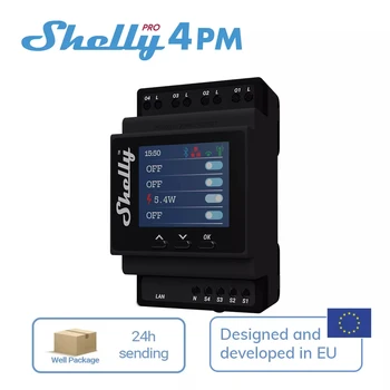 Shelly Pro 4PM, Keturių Kanalų Relę, LAN Wifi Jungiklis Tinka Namų Automatikos Įrenginių Su Nuotolinio Valdymo elektros Energijos Apskaitos
