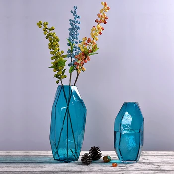 Skaidraus Stiklo Vaza, Apdaila, Namų Projektavimas Mažas Mėlynas Šiaurės šalių Šiuolaikinės Vaza Džiovintos Gėlės Vasos Plantas Namų Reikmenys