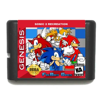 Sonic 2 Poilsio 16 bitų MD Žaidimo Kortelės Sega Mega Drive Genesis
