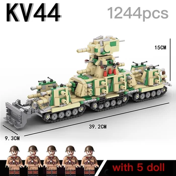 SS Karinio Tipo KV44 Šarvuotų transporto priemonių Pagrindinis Tankas Modelio Blokai WW2 Armijos Karių Ginklas Švietimo Plytų Žaislai