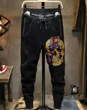 Strazdų Kaukolė kelnes europos dizaino Vyrų Mados Streetwear ziajać Slim karšto pardavimo kelnės