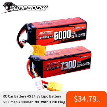 Sunpadow 4S Lipo Baterija 6000mAh 7300Ah .70C 14.8 V, su XT90 Kištukinę Jungtį RC Automobilių, Sunkvežimių Bakas Truggy Transporto priemonės Buggy Hobby