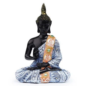 Tailando Sėdi Budos Statula vidaus Apdaila, Antikvariniai Meditacinė Buddah Statula, Meditacija Mini Budos Statulėlės, Juoda Mėlyna