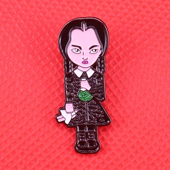 Trečiadienis Addams emalio pin kietas juoda meno sagė žalia reagento buteliuką ženklelis Gotikos Helovinas dovana mielas moterų marškinėliai striukė acces