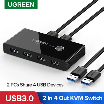 Ugreen USB KVM Switch USB 3.0-2.0 KVM USB Switcher už Klaviatūrą, Pelę, Spausdintuvą, Xiaomi Mi Lauke 2vnt Uosto Bendrinimo 4pcs Prietaiso USB Hub