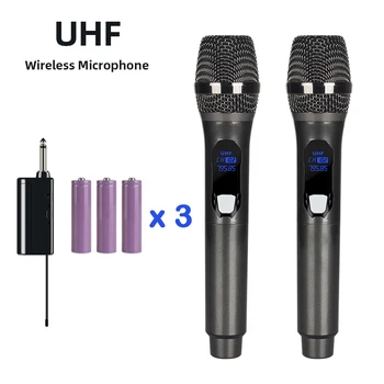 UHF Bevielis Mikrofonas Nešiojamą Dinaminis Mikrofonas Su Įkraunama Ličio Baterija & Imtuvas, Lauko ir vidaus Įrašymo Karaoke