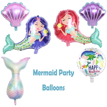 Undinė Šalis Balionai Mergina Gimtadienio Dekoracijas, Baby Shower Prekių Undinė Folija Balionas Undinėlės Uodega Helio Balons