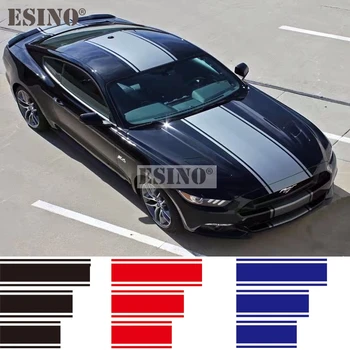 Universalus Lenktynių Stiliaus Juostos PVC Drožyba Vinilo Lipdukai Kapoto, Stogo Bagažinė Automobilio viso Kūno Lipdukas Rinkinys Mustang GT350 Shelby GT500