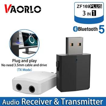 VAORLO USB Bluetooth 5.0 Siųstuvas, Imtuvo 3 in 1 EDR Adapteris Raktu 3.5 mm AUX TV PC Garsiakalbį, Namų garso sistemos Automobilio HIFI Audio