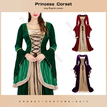 Viduramžių Kostiumas Moterims Renesanso Suknelė su Reljefiniai Rankovėmis Viktorijos Kostiumai Moterims Karnavalų Karalienės Kostiumas Suknelė Suaugusiųjų