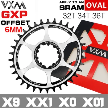VXM Dviračių, neįtikėtinai stiprios 32T 34T 36T MTB Dviratį Kompensuoti 6 MM, Ovalo formos Chainwheel GXP Ratų už Sram 8/9/10/11/12S NX XX XO GX GXP11 X1