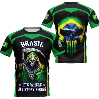 Vyriški Brazilijos Futbolo Atrankos Marškinėliai 3D Spausdinimo Brazilijos Jersey V-Neck Negabaritinių vyriški T-Shirt Prarasti Atsitiktinis T Shirts Streetwear