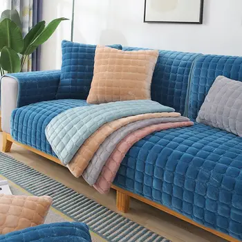 WOSTAR Minkštas šiltas švelnus pliušinis sofa cover sofos pagalvę rankšluosčiu tepalui atsparus slydimui slipcover sėdynės europos sofos dangtelio raštas