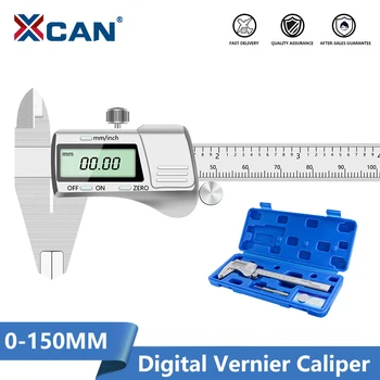 XCAN Skaitmeninis Displėjus, Nerūdijančio Plieno Apkabos 0-150mm LCD Elektroninių Vernier Suportas Metalo Mikrometro Matavimo