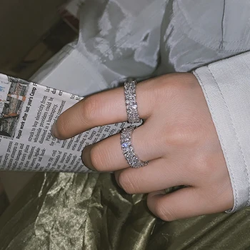 Y2K Įdėti Kristalų Geometrinis Atidarymo Žiedai Moterims Metalo Derliaus Pakabukai Punk Žiedai, Papuošalai Gandai Mergaičių Estetika Didmeninės