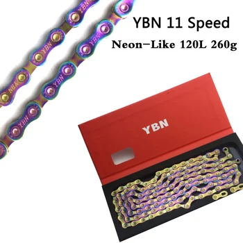 YBN 11 Greitis Dviračio Grandinę, Super cool Neon-Kaip 120L 260g MTB Kelių Dviračio Grandinė Shimano SRAM Campanolo Sistema
