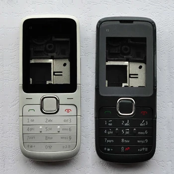 ZUGZUC Nauja Nokia C1-01 Pilnas Pilnas Korpusas galinis Dangtelis+Artimųjų Rėmas+Klaviatūra+Logo