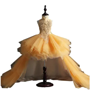 Šampanas Mergaičių Pirmosios Komunijos Suknelė Vaikų Inscenizacija Kamuolys Suknelė Mergina Gėlių Vestuvių TUTU Sukneles Vaikams
