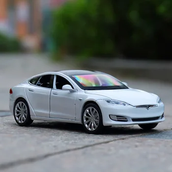 1:32 Tesla Model S Aukštos Modeliavimas Diecast Metalo Lydinio Modelio automobilių Garso, Šviesos, Traukti Atgal Kolekcija Vaikams Žaislas Dovanos Nuotrauka 2