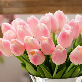 1 Vnt Suklastotas Baltos Tulpės Šilko Tulpių Dirbtinės Gėlės Tulpės Namų Puošybai Daug Dirbtinių Gėlių Tulpių Puokštės Nuotrauka 2