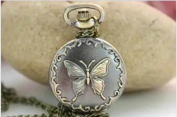 10 vnt./daug Derliaus bronzos drugelis modelio antikvariniai Karoliai pakabukas kišeniniai laikrodžiai, žema kaina Nuotrauka 2