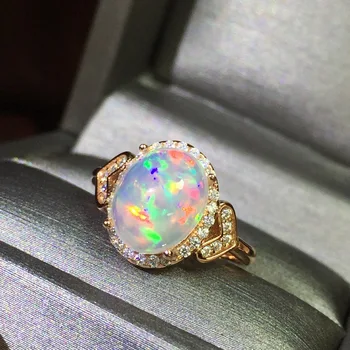 100% natūralus opalas žiedai nekilnojamojo 925 kietas streling skiedra papuošalai lady vestuvinis žiedas mados opal sidabro žiedas už jus Nuotrauka 2
