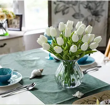 10VNT Dirbtinės Tulpės, Vestuvių Papuošimas, Gėlių, turintis Gėlių Vieno Stiebo Nekilnojamojo Touch PU Tulpės Gėlių Namų Dekoro Netikrą Gėlių Nuotrauka 2