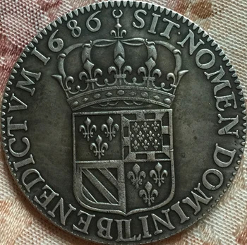 1686 Prancūzija 1 Ekiu - Liudviko XIV monetų KOPIJOS Nuotrauka 2