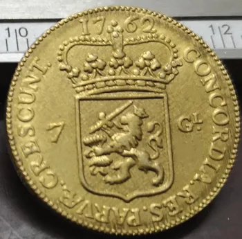 1762 Olandijos Respublika (Gelderland) 7 Gulden Aukso Kopijuoti Retos Monetos Nuotrauka 2