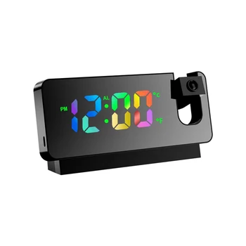 180° Sukimas LED Skaitmeninio formato Žadintuvas, USB Elektroninių Lubų Projektorius Žadintuvas, Miegamojo Lovos Stalinis Laikrodis Nuotrauka 2