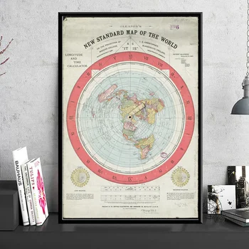 1892 Plokščią Žemę, Žemėlapį Kino Pasaulio Žemėlapyje Šiuolaikinės Drobė Meno Tapybos Sienos Nuotraukas, skirtą Kambarį Namuose Rinkimo Namų Puošybai Nuotrauka 2