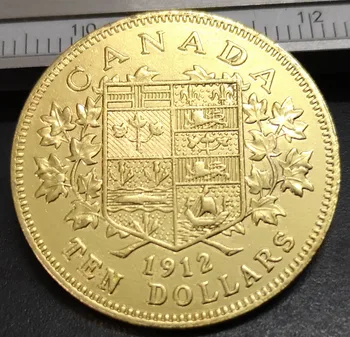 1912 M. Kanada Dešimt Dolerių Aukso Monetos Kopija Nuotrauka 2