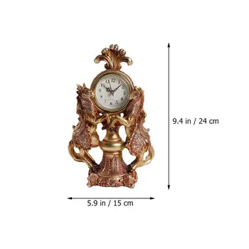 1pc Derliaus Dual Arklių Laikrodis Puošmena Europos Stiliaus Laikrodis Stalinis Laikrodis Apdailos Namų Laikrodis Ornamentu Nuotrauka 2