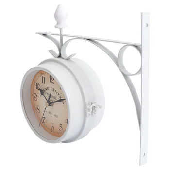 1PC Europos Stiliaus Senovinis Sieninis Laikrodis Baltos spalvos Geležies Kabinti Laikrodžiai Dvipusis Klasikinis Laikrodis Namų Biuro Dekoras Nuotrauka 2