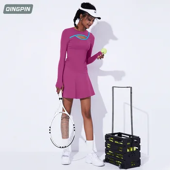 2022 Naujas Moterų Sporto Suknelė Teniso Suknelė Teniso Sijonas Badmintono Sijonas Sporto Drabužiai Nuogas ilgomis rankovėmis Sporto Sijonas Jogos Sijonas Nuotrauka 2