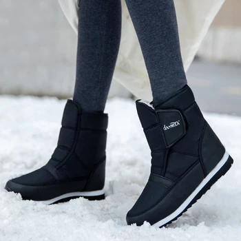 2022 Nauji moteriški sniego batai šiltas, patogus, storas kailis žieminiai batai moterims, batai vandeniui neslidus butas raudona batai Nuotrauka 2