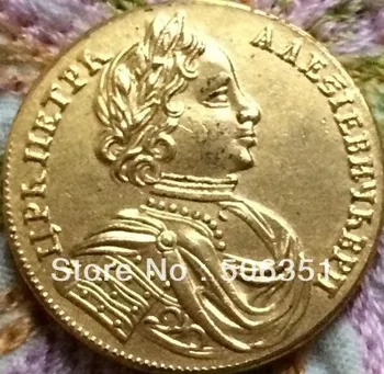 24K auksu 1714 rusijos monetas 2 Ducat kopijuoti 100% coper gamybos Nuotrauka 2