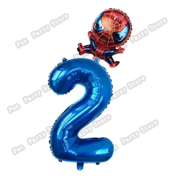 2vnt Marvel Spiderman Kapitonas Amerika Temą Folija Balionas 32inch Skaičius Balionai Baby 1 2 3 4 5 6 7 8 9st Gimtadienio Dekoro Ki Nuotrauka 2