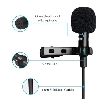 3.5 mm Mini Mikrofonas, USB jungtis Lavalier prisegamas Mikrofonas Metalo Įvairiakryptė Garso Mikrofonas, Skirtas Nešiojamas KOMPIUTERIS Visų Smartphonach Nuotrauka 2
