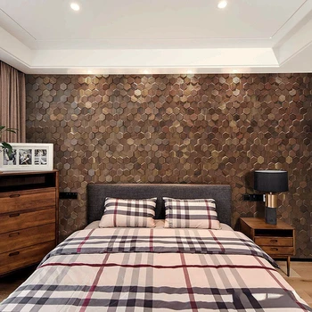 3D kietos medienos mozaikos black walnut fono sienos klasikinio namų apdaila, sienų apdaila sienos lipdukas sienų apdaila Nuotrauka 2