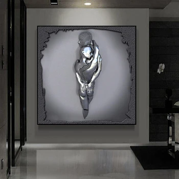 3D Metalo Pav Statula Meno Drobė, Tapyba Ir grafika Šiuolaikinių Mėgėjams Skulptūros Sienos Nuotrauka Kambarį Namo Apdaila Plakatai Nuotrauka 2